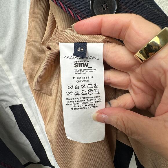 Piazza Sempione Colorblock Pinstripe Blazer Black/Red Women US 12 - Picture 11 of 16